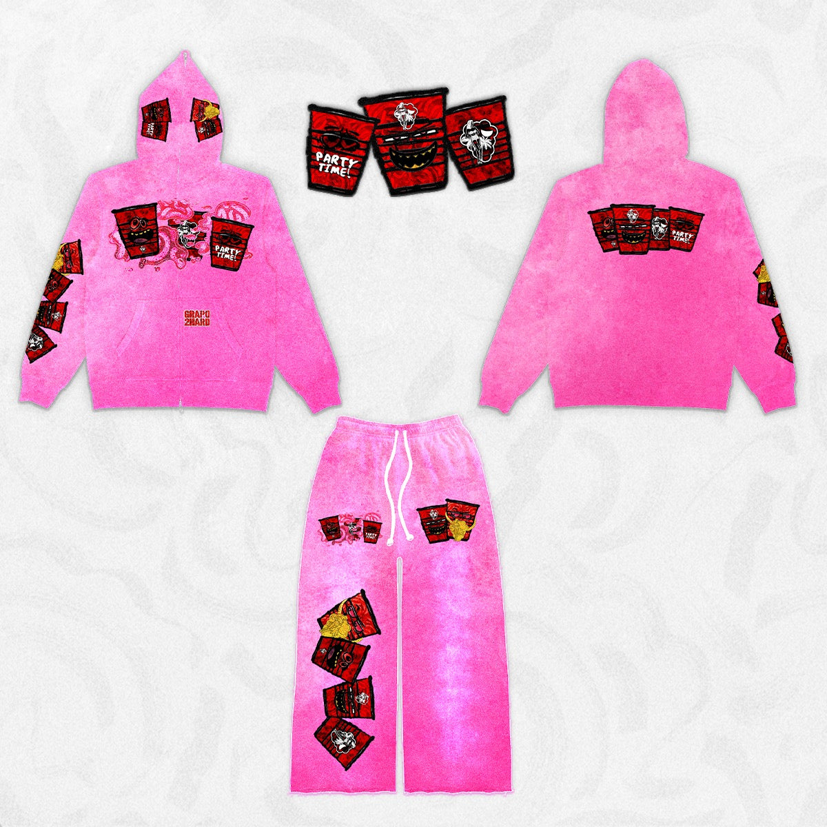 She Wanna Party With Grapo “Party Cup” Pink Flare Sweatpants [Exclusive]