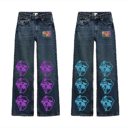 “Grapo2Hard” Baby Blue Miami Nightz Straight Jeans