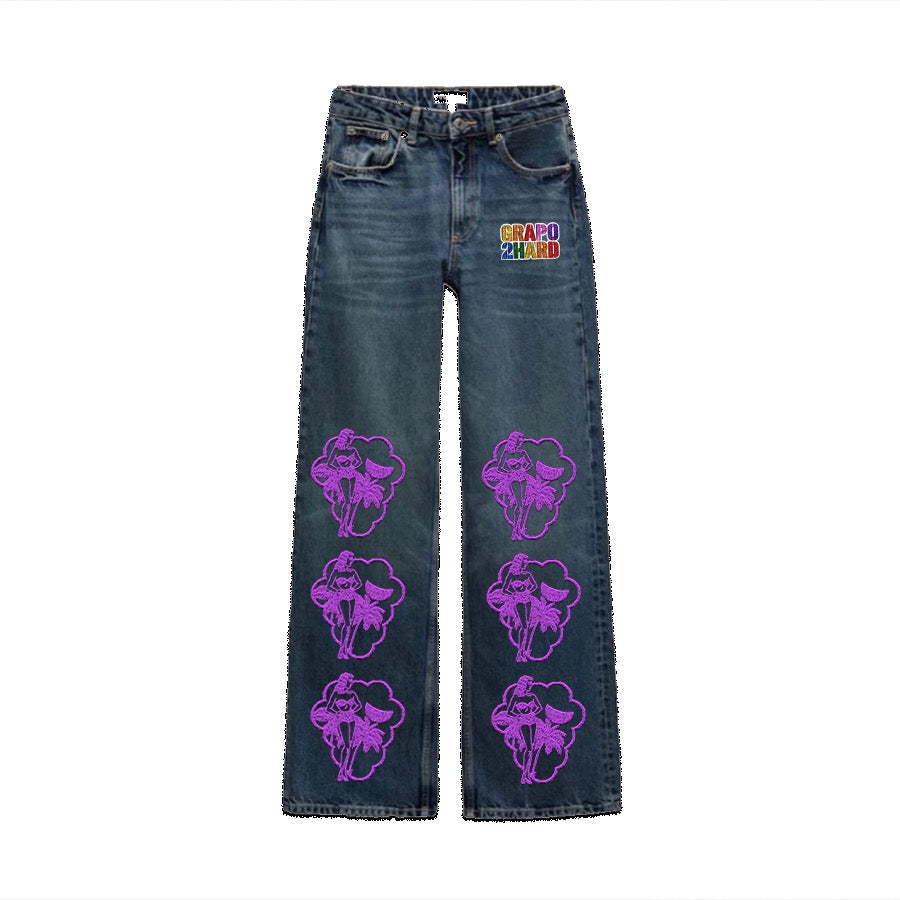 “Grapo2Hard” Purple Miami Nightz Straight Jeans