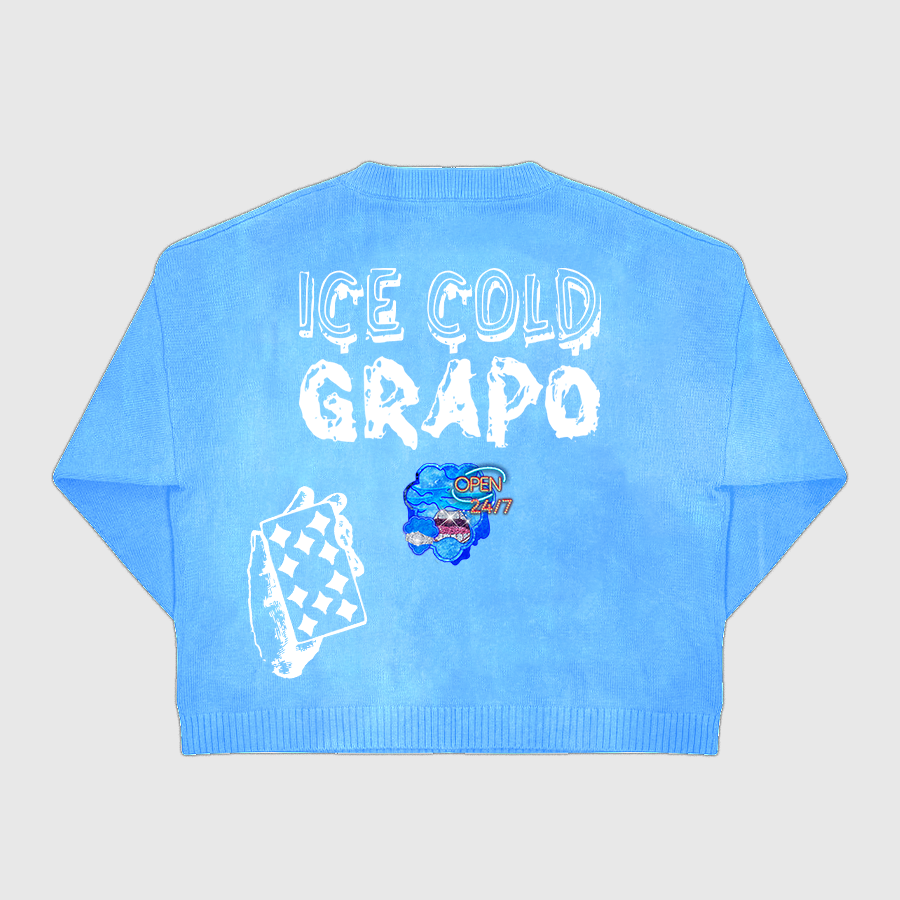 "Ice Cold Wockk" TrapGrapo Acid Wash Sweater